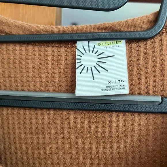 Brown Waffle Knit Henley Top - Picture 2 of 4